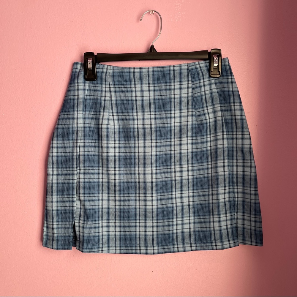 Blue Checkered Mini Skirt